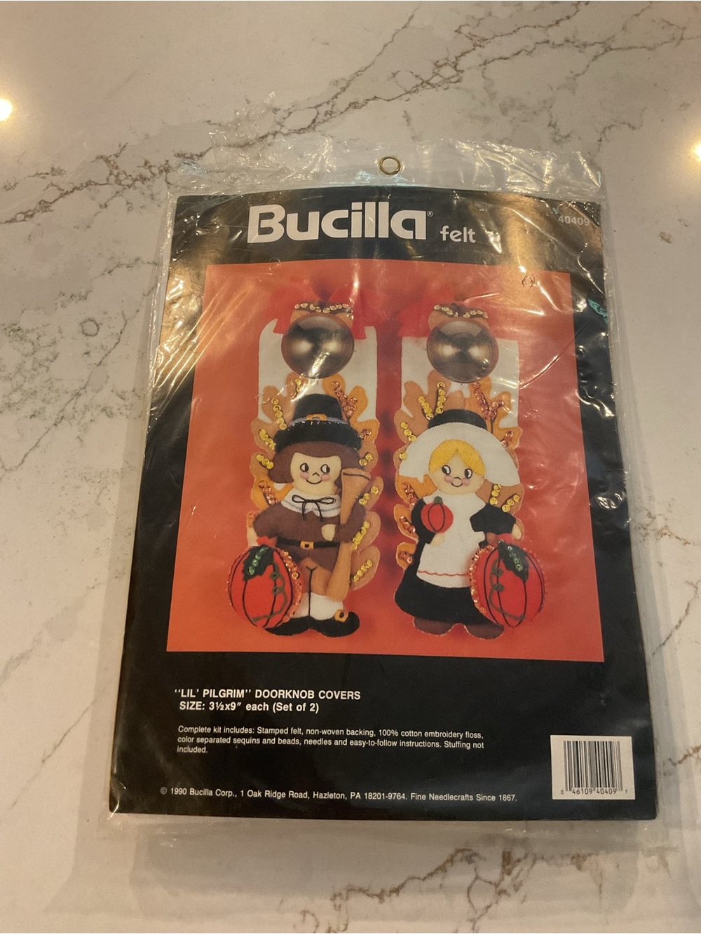 Vintage Bucilla Fall Felt Pilgrim Doorknob Covers 1990 new in package